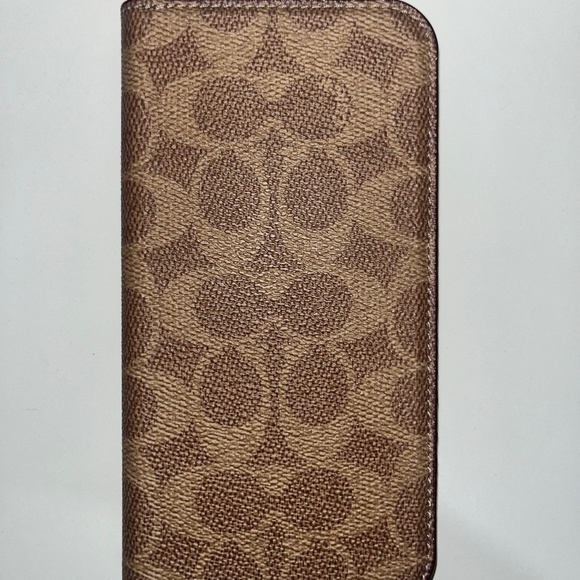Coach Phone Folio 2024 iPhone Pro Max (Tan/Signature Canvas - Picture 1 of 3